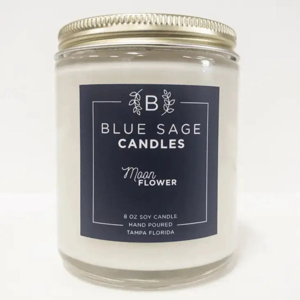 Blue Sage Moon Flower Scented Soy Wax Candle