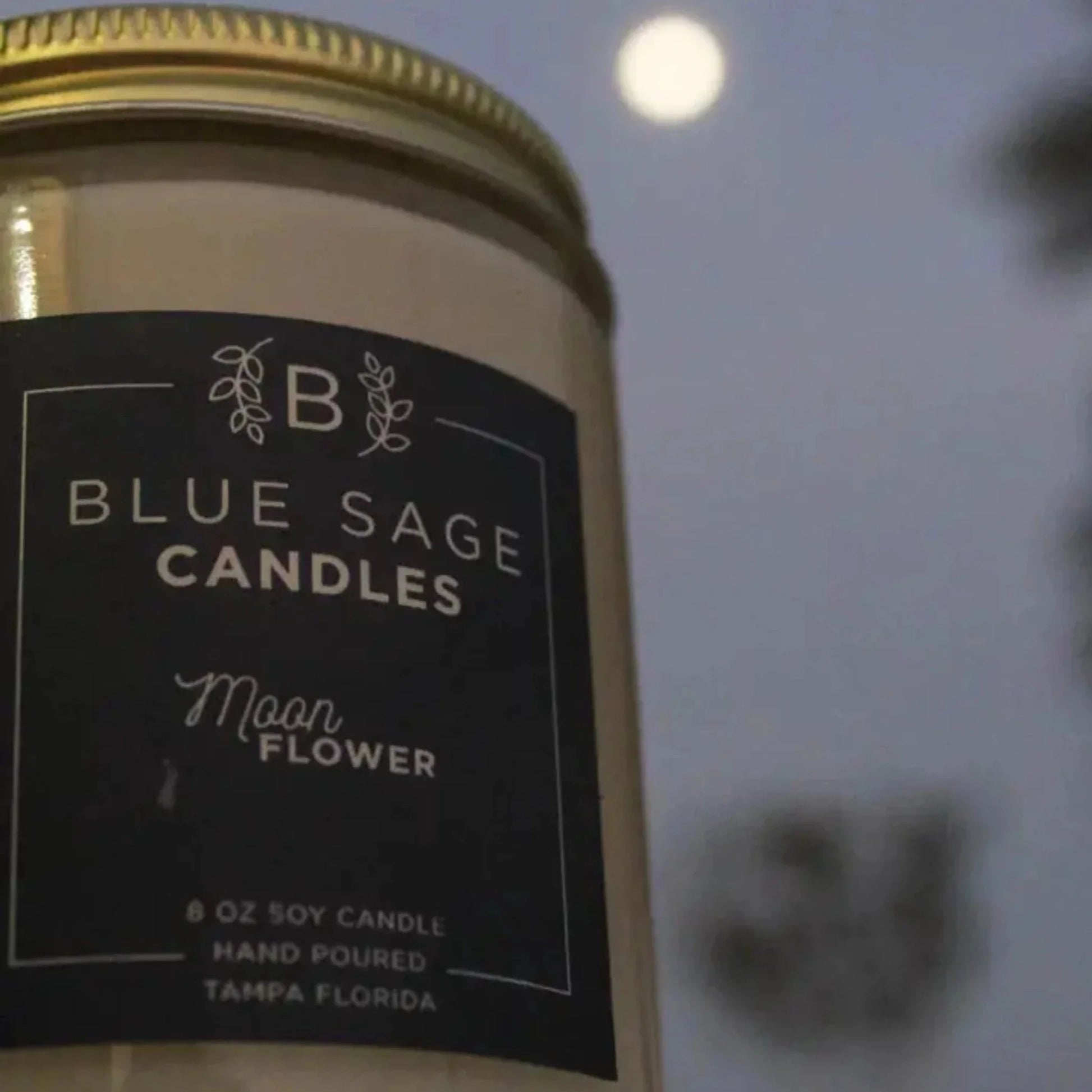 Blue Sage Moon Flower Scented Soy Wax Candle