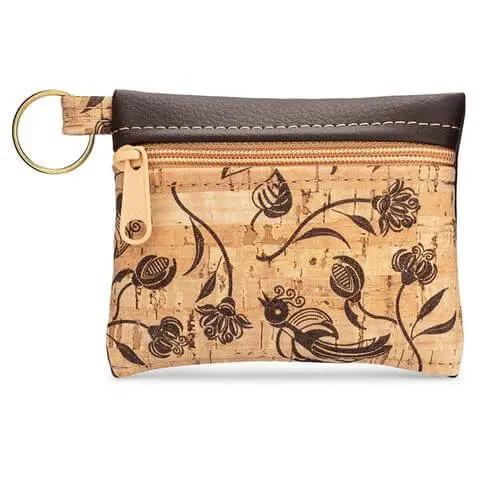 Cork Wallet with Brown Whistle Print front & Vegan Leather Trim by Natalie Therese