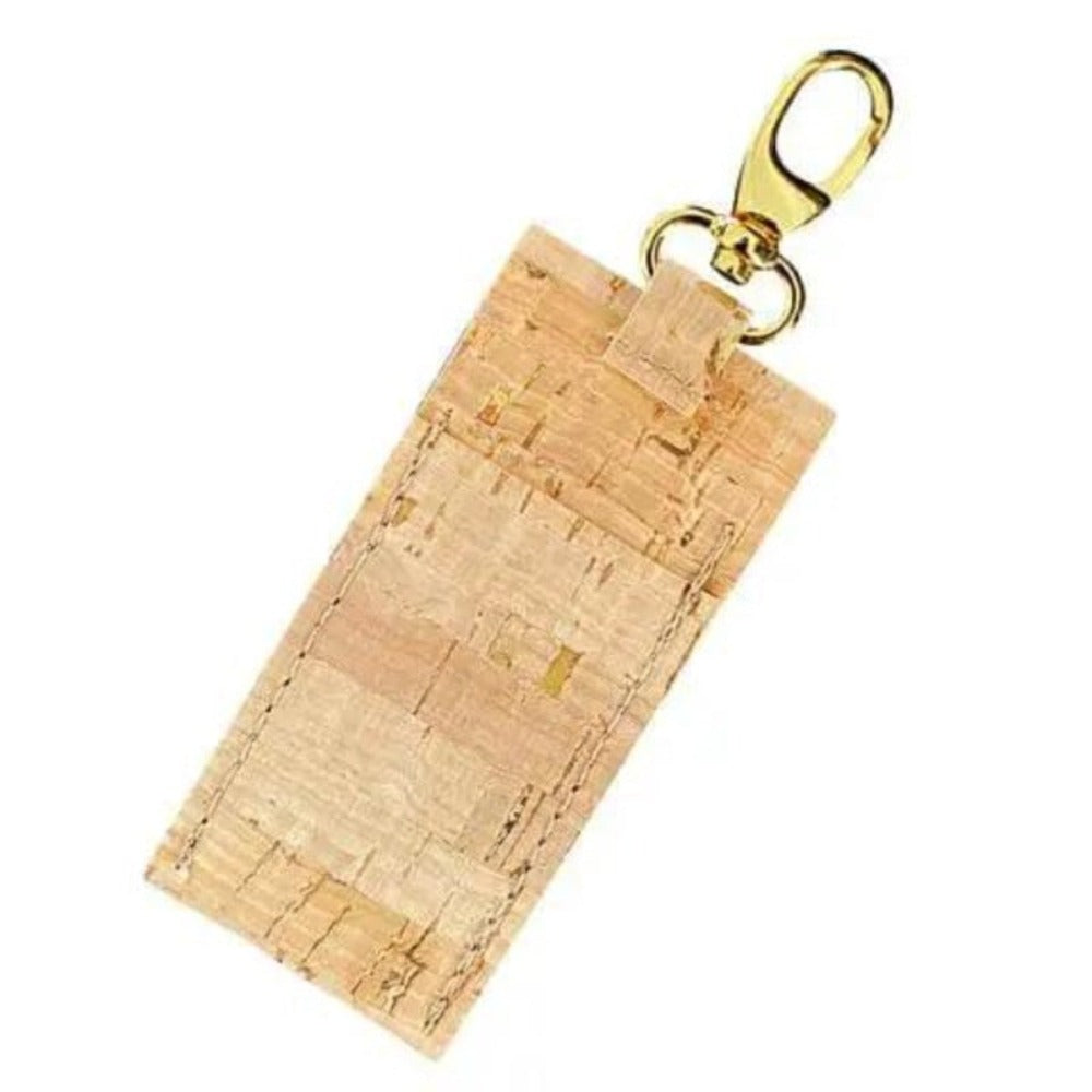 Lip Balm Holder Cork Material with Gold Color Key Ring