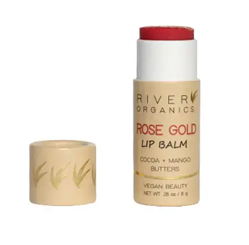 Rose Gold Tinted Lip Balm in Zero Waste Paper tube from River Organics