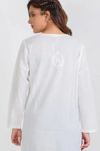 Sevya Handmade Divya White Tunic Top Back View