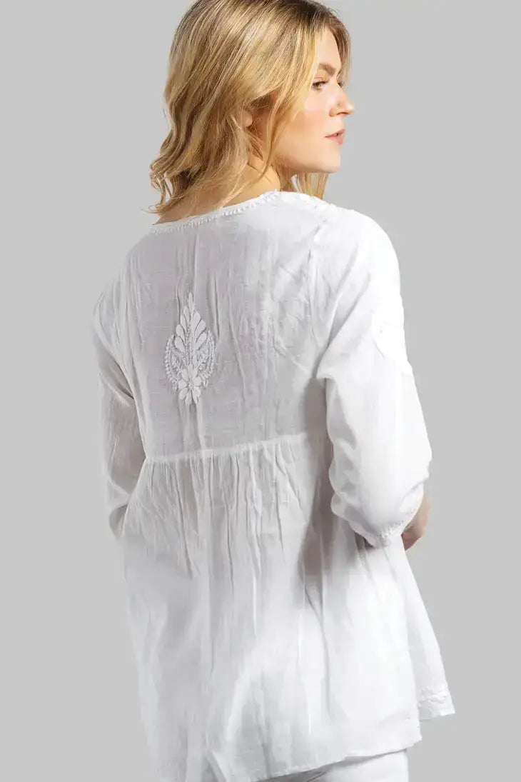 Sevya Ramani Embroidered Floral Bohemian Top Back View