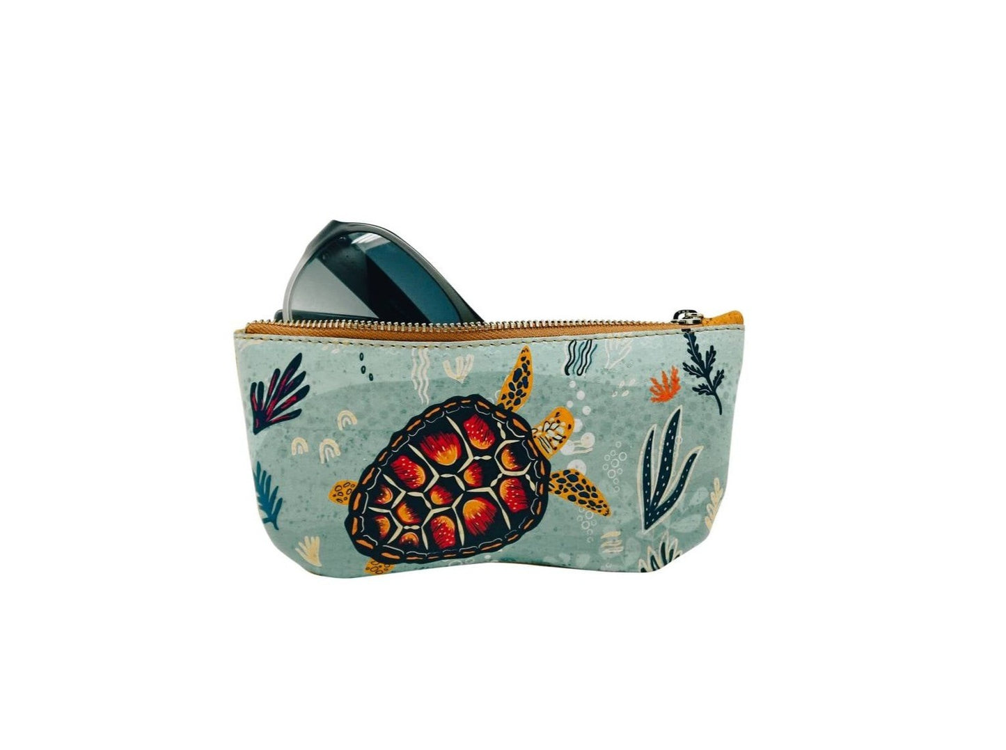 Eye glass case with colorful sea turtle print 