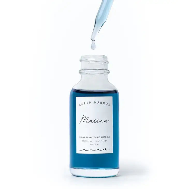 Earth Harbor Marina Biome Brightening ampoule Blue Tansy Oil Face Serum in Dropper Bottle 