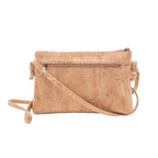 Cork Crossbody Bag - Exterior Back View- Zip Pocket Interior with Zip top Closure and two Exterior Zip Pockets - Bent & Bree