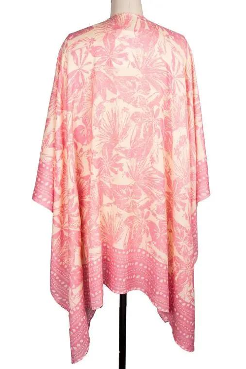 Saachi Woman's One-size Pink & Peach Floral Printed Kimono-Back View