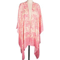 Saachi Woman's One-size Pink Floral Woodblock Printed Kimono