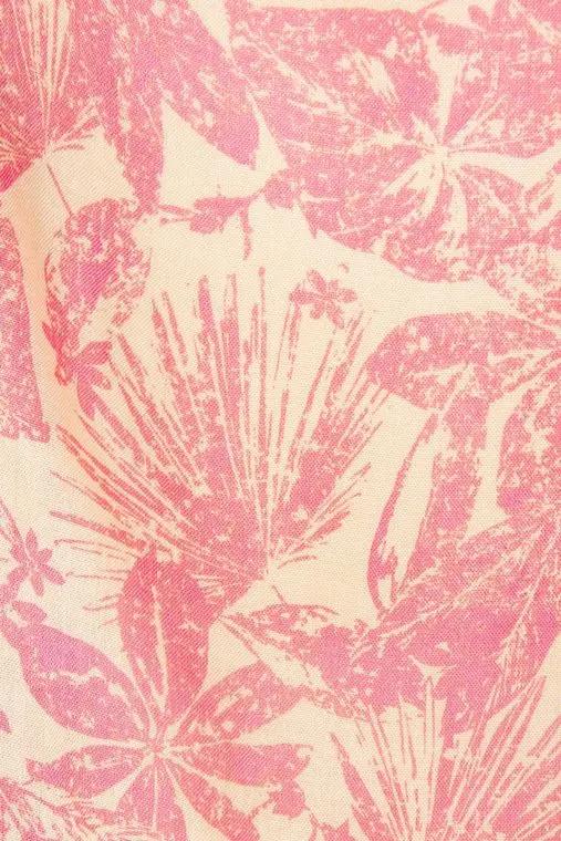 Saachi Woodblock Pink and Peach Floral Print