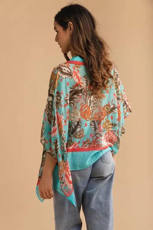 Saachi Woman's Brielle Floral Printed Short Kimono 