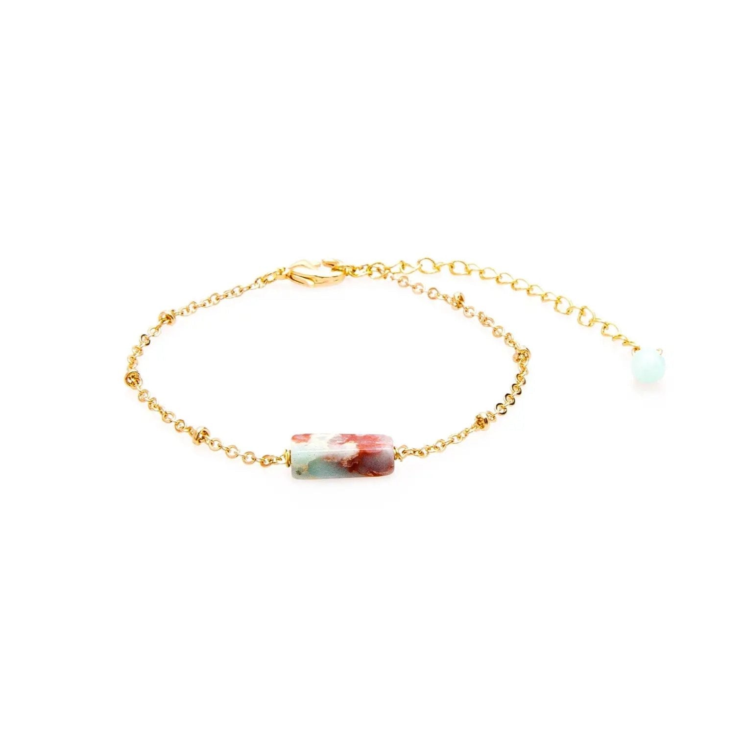 Jasper bracelet with African Jasper center stone on gold chain