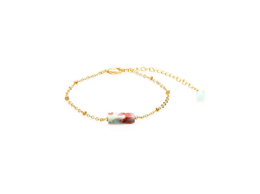 Jasper bracelet with African Jasper center stone on gold chain