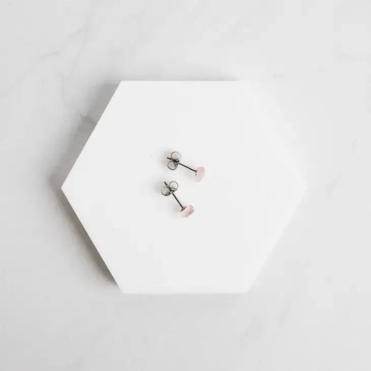 Rose Pink Quartz Stud Earrings